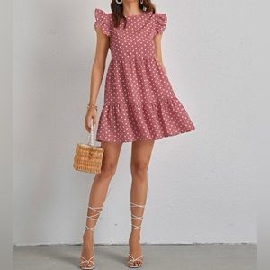 Emery Rose Dusty Pink Polka Dot Dress
